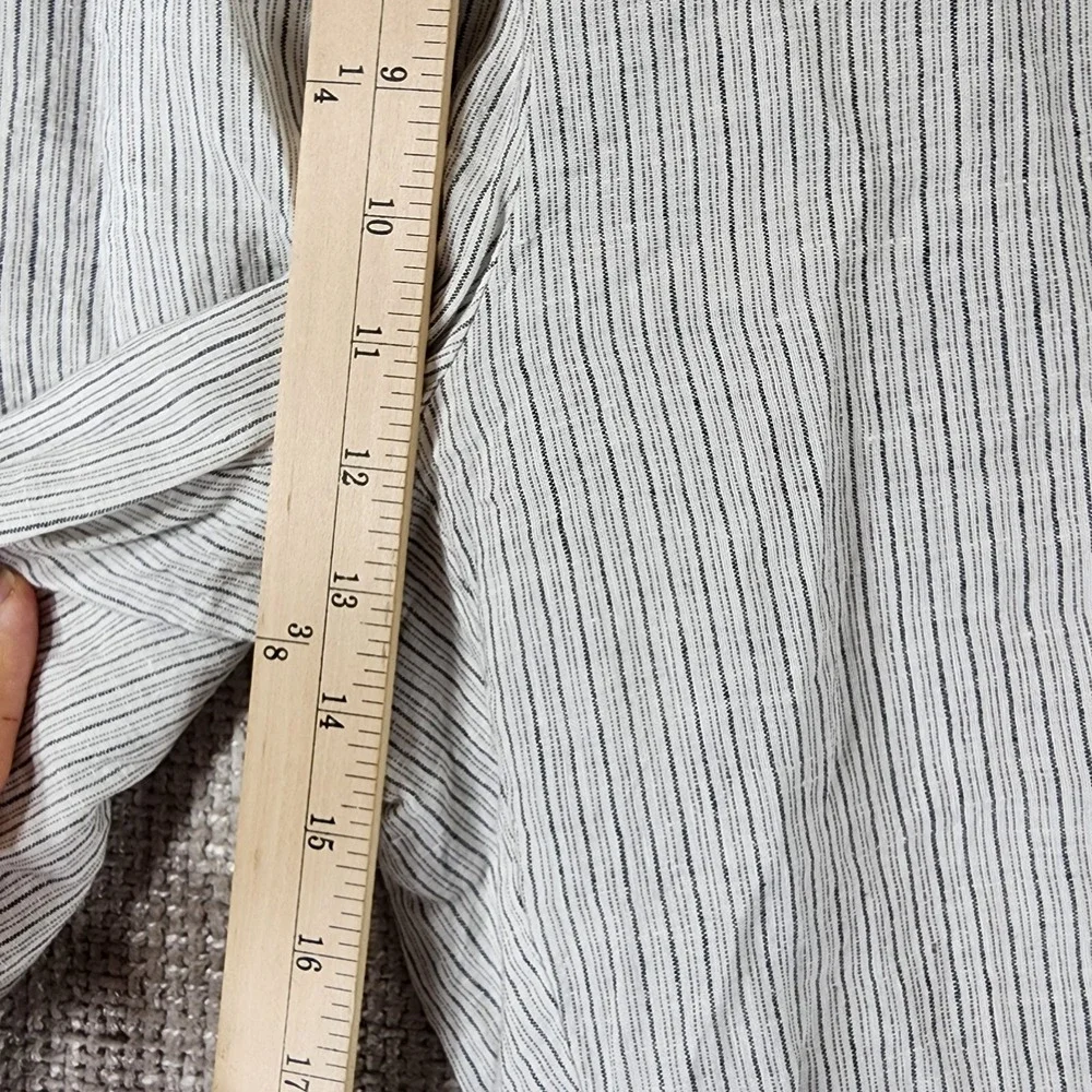 Eileen Fisher Linen Pants Womens *1X Black White Striped Wide Leg Cropped 36x27 - Picture 6 of 13